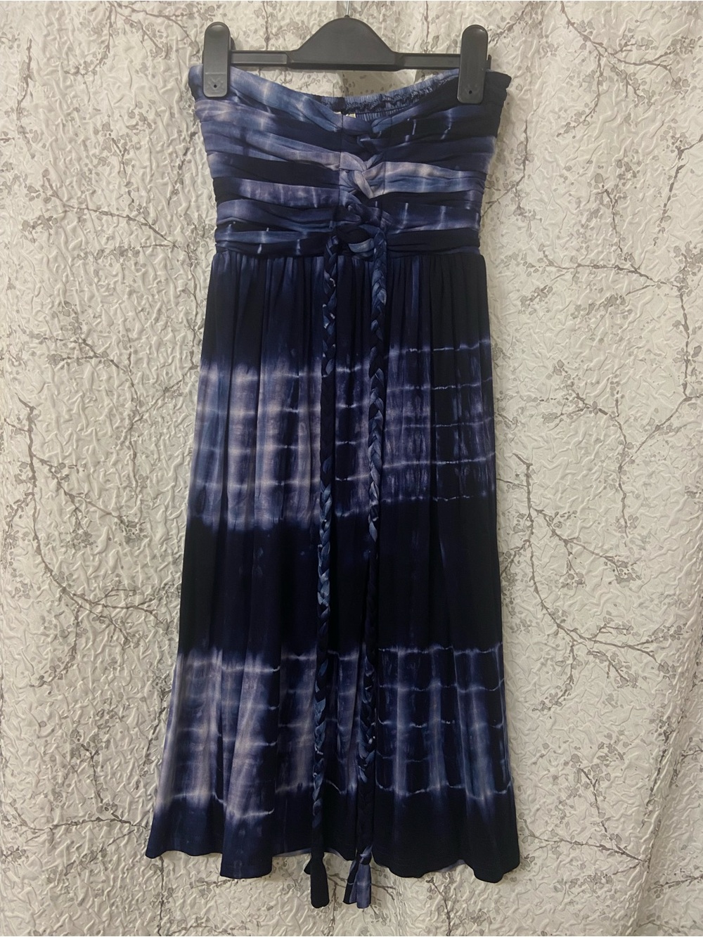 Catwalk Studia Strapless Navy Tie-Dye Summer Dress Size Small